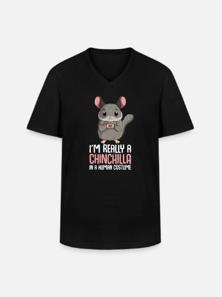 Chinchilla Kostüm Kinder Mädchen - Männer-T-Shirt mit V-Ausschnitt - Schwarz
