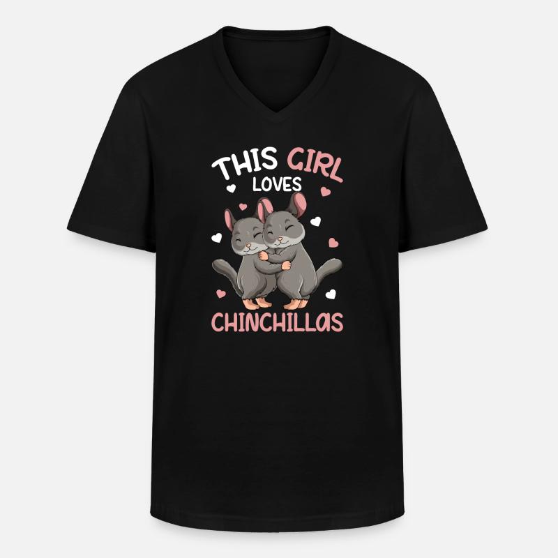 Chinchilla Mädchen - Männer-T-Shirt mit V-Ausschnitt - Schwarz