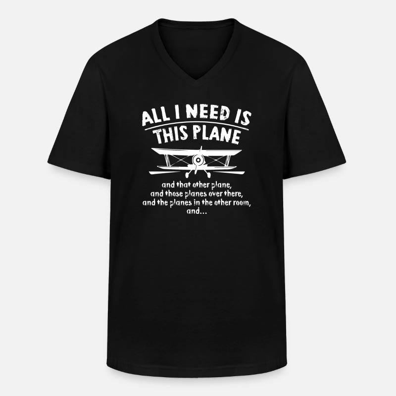Airplane - Männer-T-Shirt mit V-Ausschnitt - Schwarz