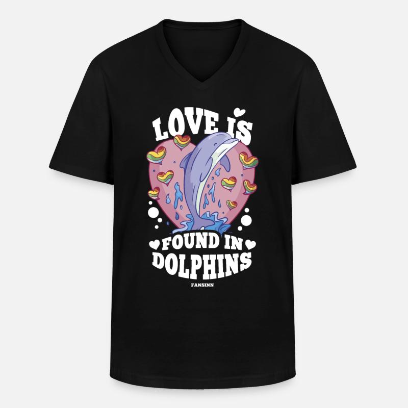 Delfin Delfinschule Säugetier Meer Delfinarium - Männer-T-Shirt mit V-Ausschnitt - Schwarz