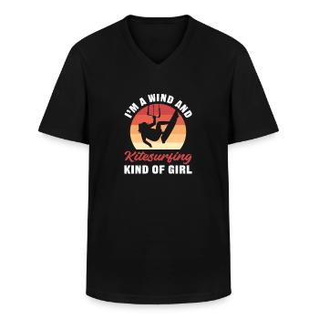 Kitesurfing Girl. Kite Lady. Für Kiteboarding - Männer-T-Shirt mit V-Ausschnitt - Schwarz - Vorne - AI Model Male 178 dark (178cm)
