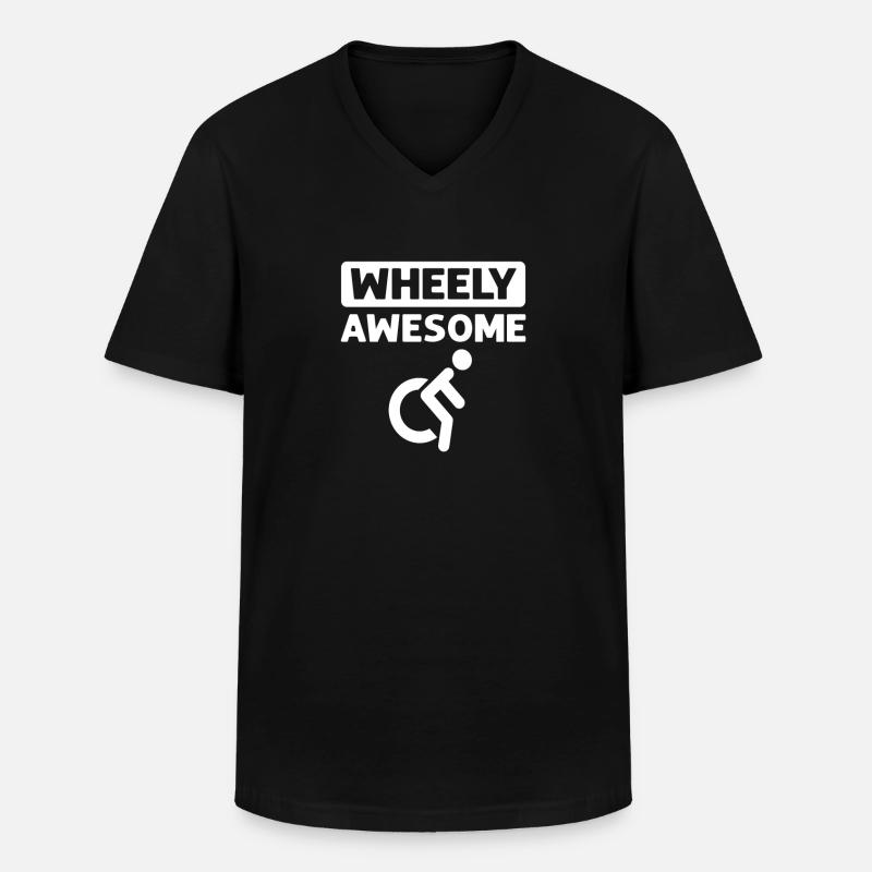 Wheely Awesome. Rollstuhl Handicap - Männer-T-Shirt mit V-Ausschnitt - Schwarz
