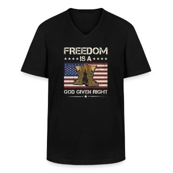America Freedom Is A God Given Right Army Veteran - Men's V-Neck T-Shirt - black - Front - AI Model Male 178 dark (178cm)