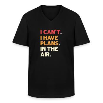 Je ne peux pas. J’ai des plans qui sont dans l’air - T-shirt col V Homme - noir - Devant - AI Model Male 178 dark (178cm)