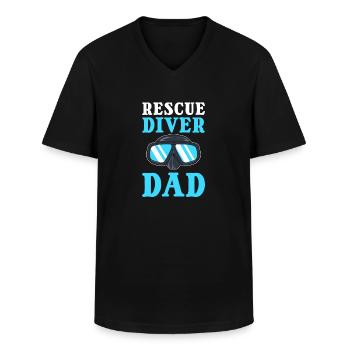 papa plongeur sauveteur. plongée de sauvetage - T-shirt col V Homme - noir - Devant - AI Model Male 178 dark (178cm)