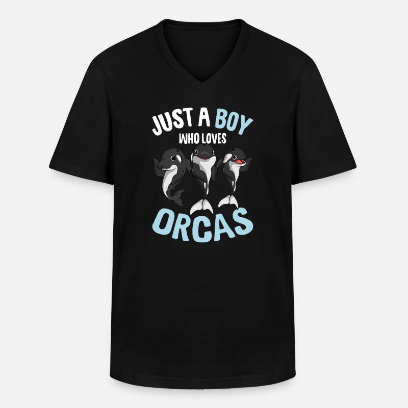 Orca Junge - Männer-T-Shirt mit V-Ausschnitt - Schwarz
