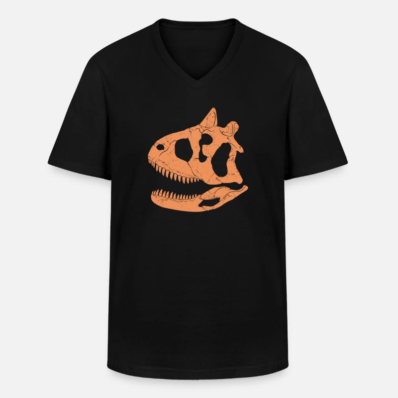 Carnotaurus Fossil Schädel - Männer-T-Shirt mit V-Ausschnitt - Schwarz