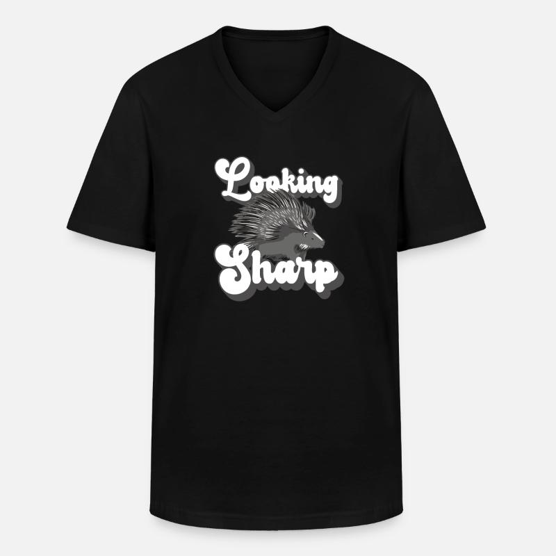 Looking Sharp Porcupine - Männer-T-Shirt mit V-Ausschnitt - Schwarz