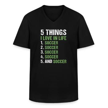 Sport 5 Things I Love In Life Soccer - Männer-T-Shirt mit V-Ausschnitt - Schwarz - Vorne - AI Model Male 178 dark (178cm)