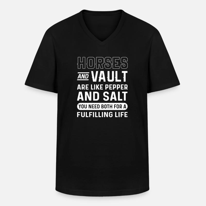 Pferde - Männer-T-Shirt mit V-Ausschnitt - Schwarz