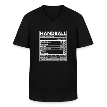 Sport Nutrition Handball - Männer-T-Shirt mit V-Ausschnitt - Schwarz - Vorne - AI Model Male 178 dark (178cm)