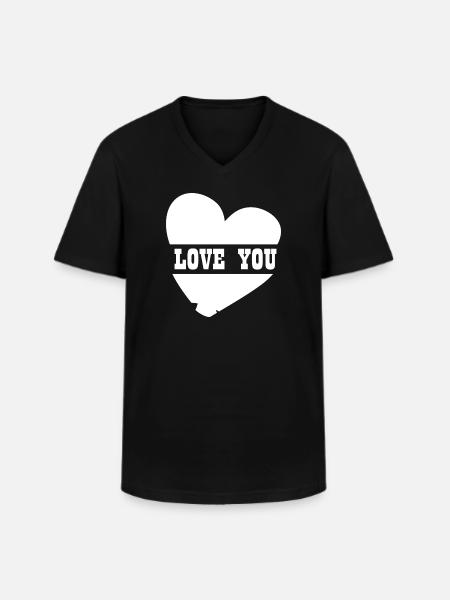 LOVE YOU - Men's V-Neck T-Shirt - black