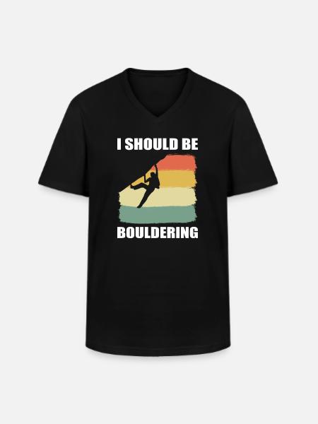 Grimpeur, bloc, alpiniste - T-shirt col V Homme - noir
