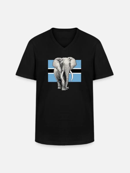 Elephant flag of Botswana - Men's V-Neck T-Shirt - black