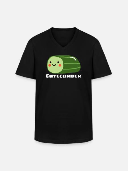 Cutecumber | Cute Cucumber Pun - Men's V-Neck T-Shirt - black
