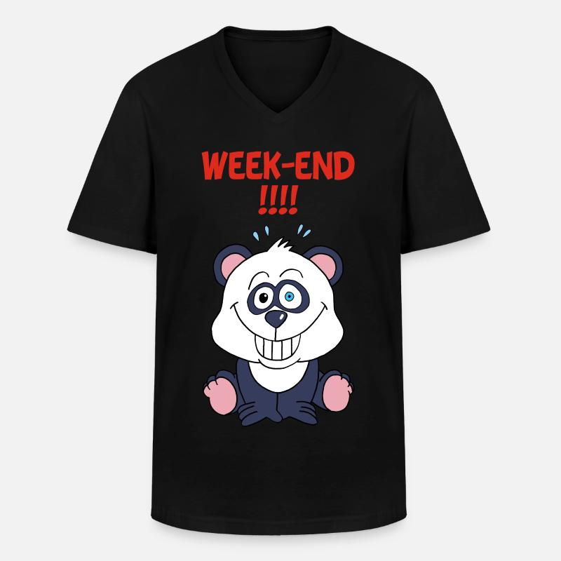 Panda am Wochenende - Männer-T-Shirt mit V-Ausschnitt - Schwarz