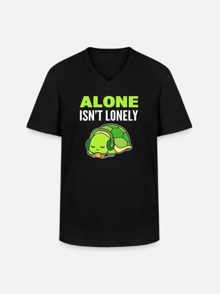 Turtle introvert music lover - Men's V-Neck T-Shirt - black