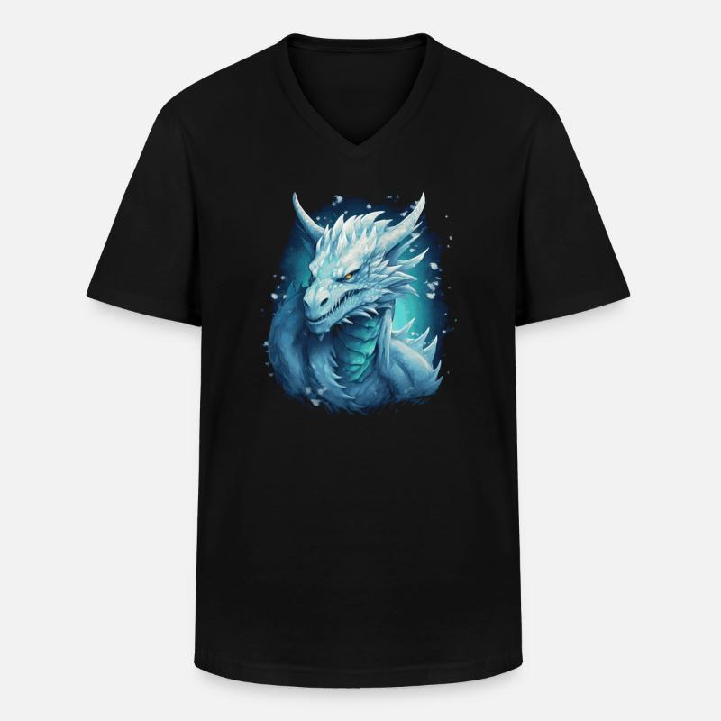 Eisdrache Fantasy Drache - Männer-T-Shirt mit V-Ausschnitt - Schwarz