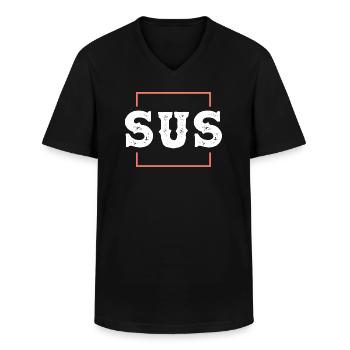 Kinda Sus Sassy Statement - Men's V-Neck T-Shirt - black - Front - AI Model Male 178 dark (178cm)