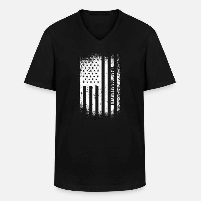 Labrador Retriever Us Flag - Männer-T-Shirt mit V-Ausschnitt - Schwarz