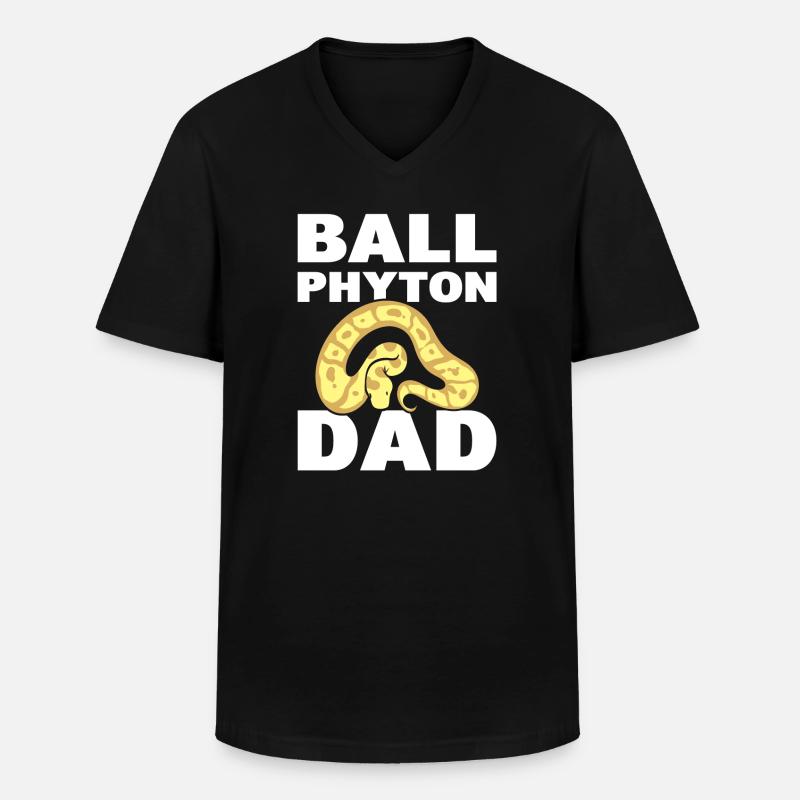Ball Python Dad Serpentologe - Männer-T-Shirt mit V-Ausschnitt - Schwarz