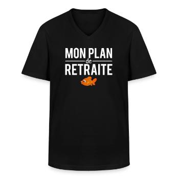 Mon plan de retraite pêche pêcheur humour - T-shirt col V Homme - noir - Devant - AI Model Male 178 dark (178cm)