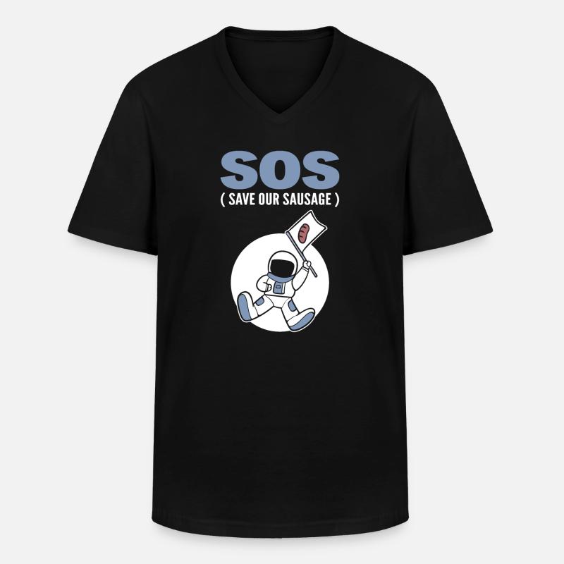 Wurstliebhaber Fleischesser - Männer-T-Shirt mit V-Ausschnitt - Schwarz