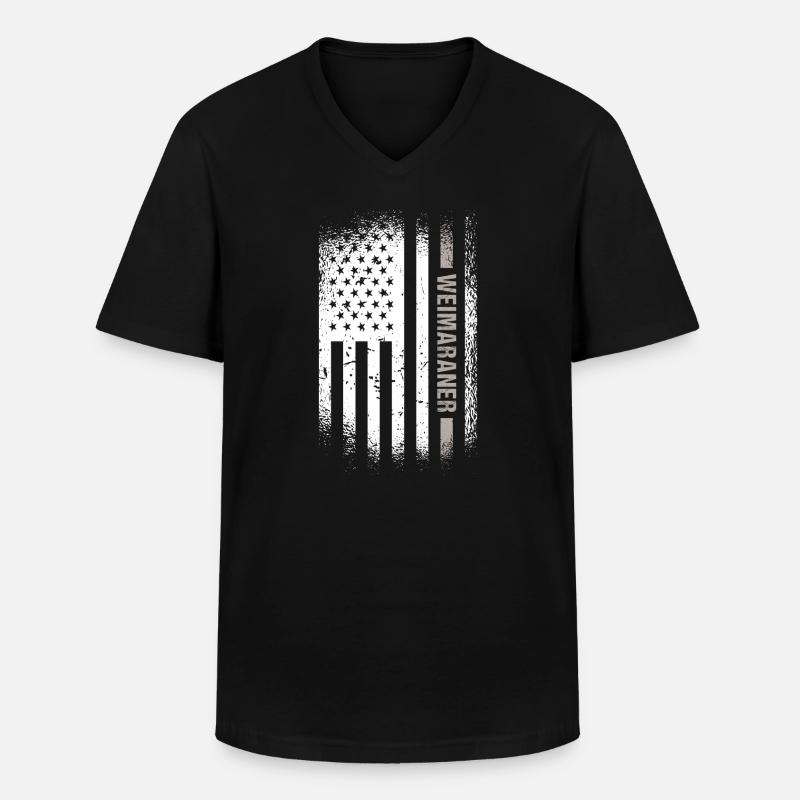 Weimaraner Us Flag - Männer-T-Shirt mit V-Ausschnitt - Schwarz