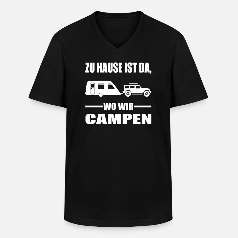Camping - Männer-T-Shirt mit V-Ausschnitt - Schwarz