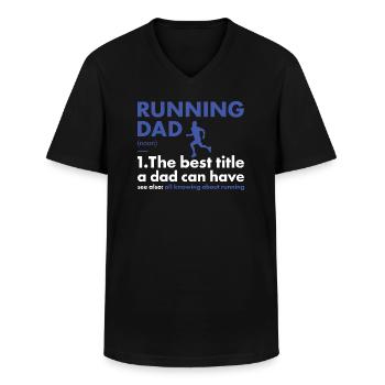 Sports Papa Course À Pied - T-shirt col V Homme - noir - Devant - AI Model Male 178 dark (178cm)
