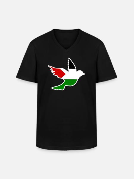 Free palestine - T-shirt col V Homme - noir