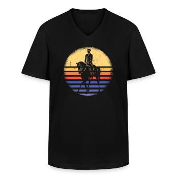 Sport Retro Sunset Equestrian - Männer-T-Shirt mit V-Ausschnitt - Schwarz - Vorne - AI Model Male 178 dark (178cm)