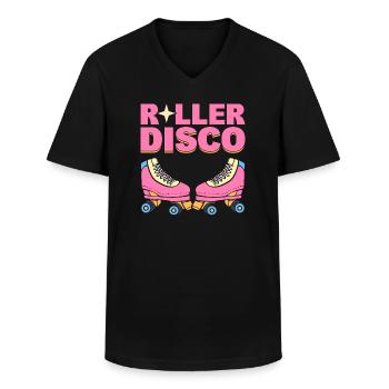 Roller Disco Inlineskater - Männer-T-Shirt mit V-Ausschnitt - Schwarz - Vorne - AI Model Male 178 dark (178cm)