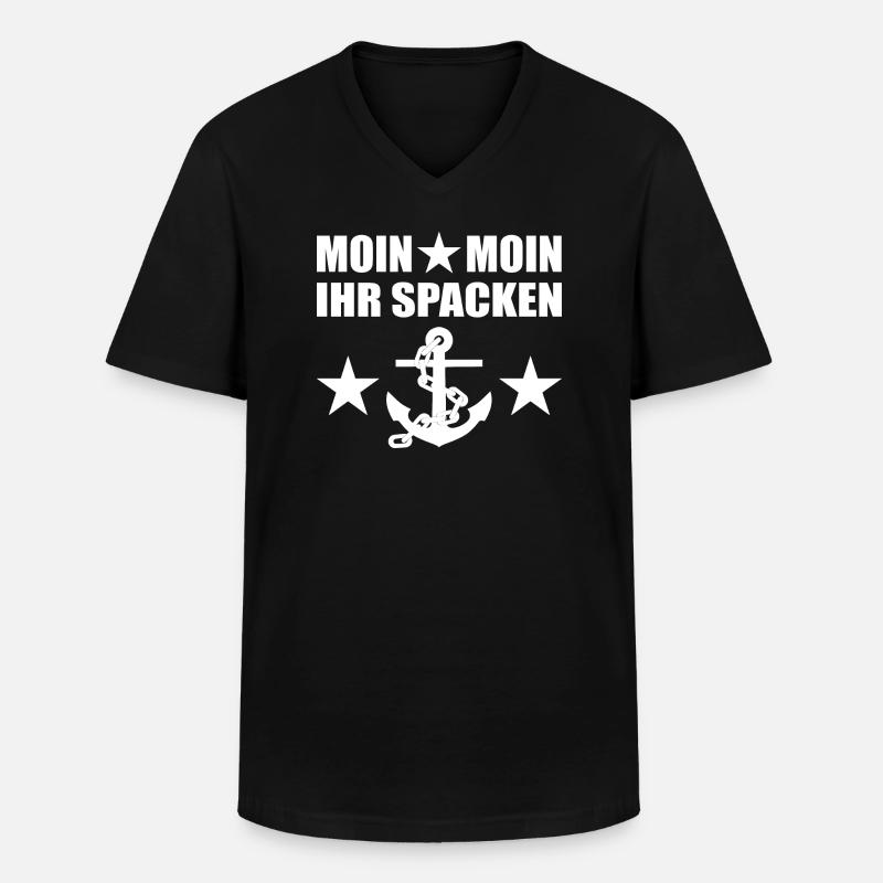 Moin - Männer-T-Shirt mit V-Ausschnitt - Schwarz