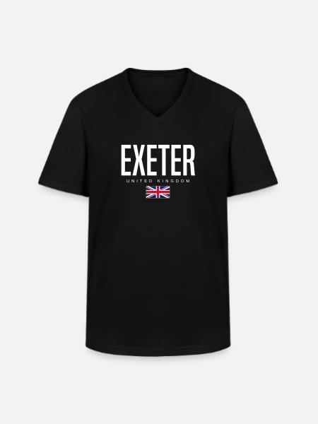 Exeter, Royaume-Uni - T-shirt col V Homme - noir