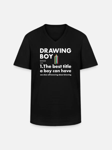 Drawer Boy Definition Drawing - Men's V-Neck T-Shirt - black