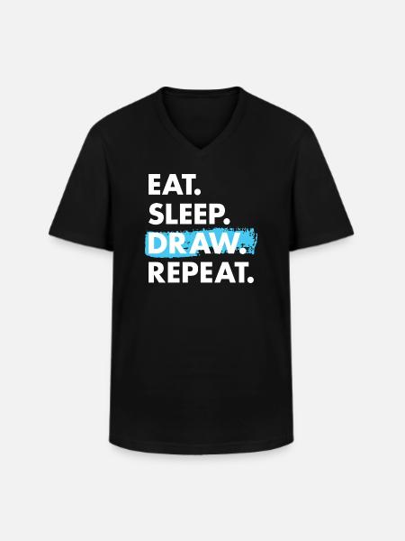 Drawer Eat Sleep Drawing - Men's V-Neck T-Shirt - black