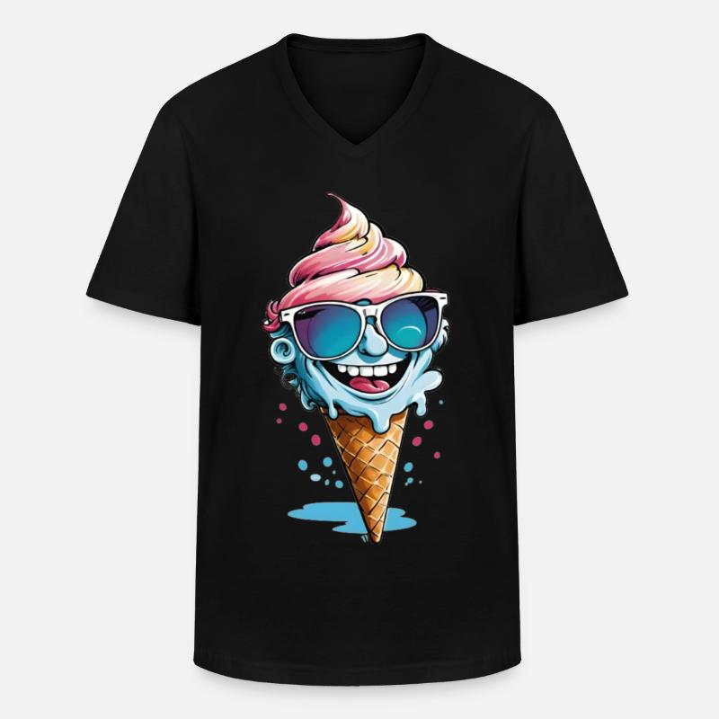 Eiscreme - Männer-T-Shirt mit V-Ausschnitt - Schwarz