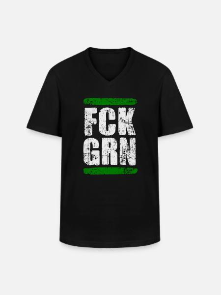 FCK GRN - Men's V-Neck T-Shirt - black