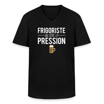 Frigoriste qui gère la pression cadeau frigoriste - T-shirt col V Homme - noir - Devant - AI Model Male 178 dark (178cm)