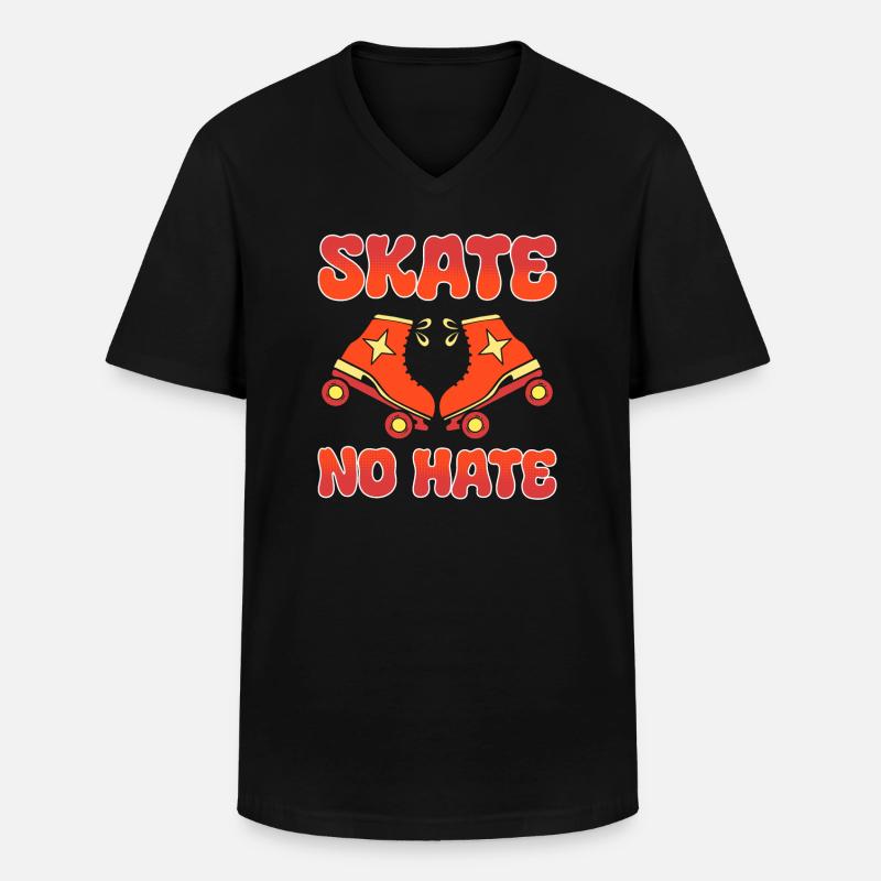 Skate No Hate Rollerblader - Männer-T-Shirt mit V-Ausschnitt - Schwarz
