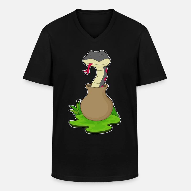 Schlange Vase - Männer-T-Shirt mit V-Ausschnitt - Schwarz