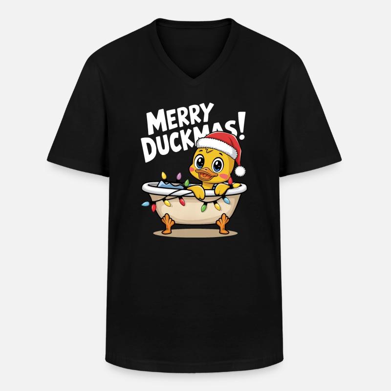 Ente Weihnachten Weihnachtspullover Merry Duckmas - Männer-T-Shirt mit V-Ausschnitt - Schwarz