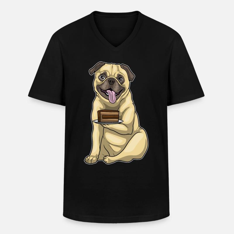 Mops Kuchen - Männer-T-Shirt mit V-Ausschnitt - Schwarz