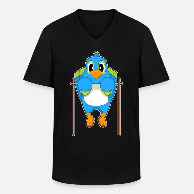 Parrot Bodybuilder Pull-ups - Men's V-Neck T-Shirt - black