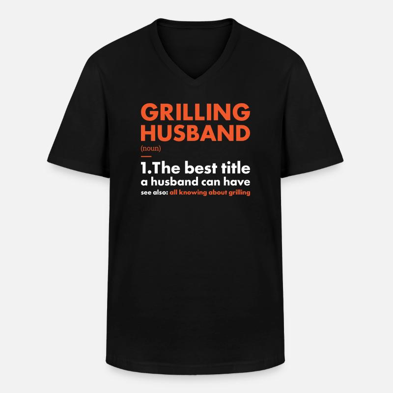 Griller Husband Definition Grilling - Männer-T-Shirt mit V-Ausschnitt - Schwarz