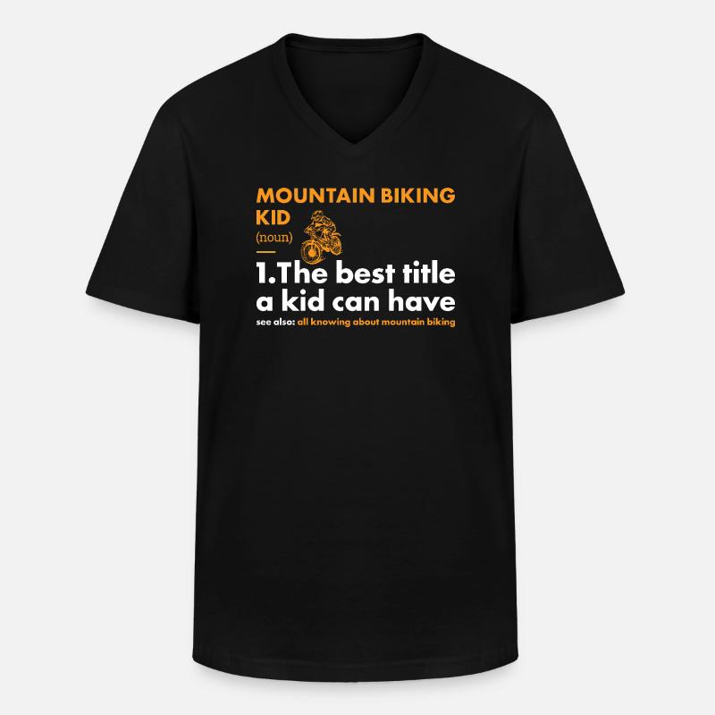 Biker Kid Definition Mountain Biking - Männer-T-Shirt mit V-Ausschnitt - Schwarz