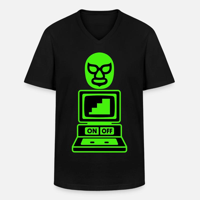 Computer Cult - Männer-T-Shirt mit V-Ausschnitt - Schwarz