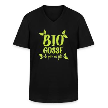 Bio gosse humour beau gosse écologie nature - T-shirt col V Homme - noir - Devant - AI Model Male 178 dark (178cm)