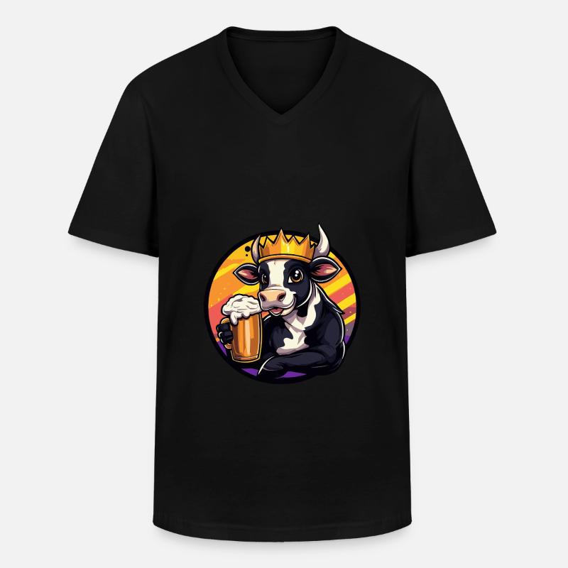 Kuh Bier - Männer-T-Shirt mit V-Ausschnitt - Schwarz